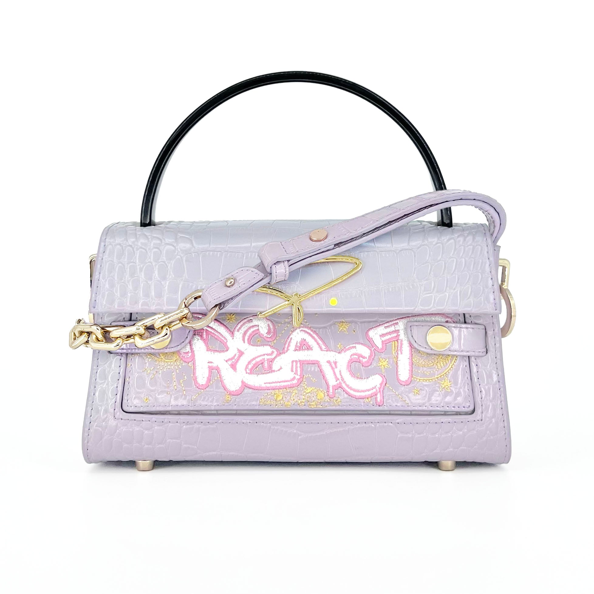 301W EMBROIDERED SIGNATURE HANDLE BAG IN BLACK