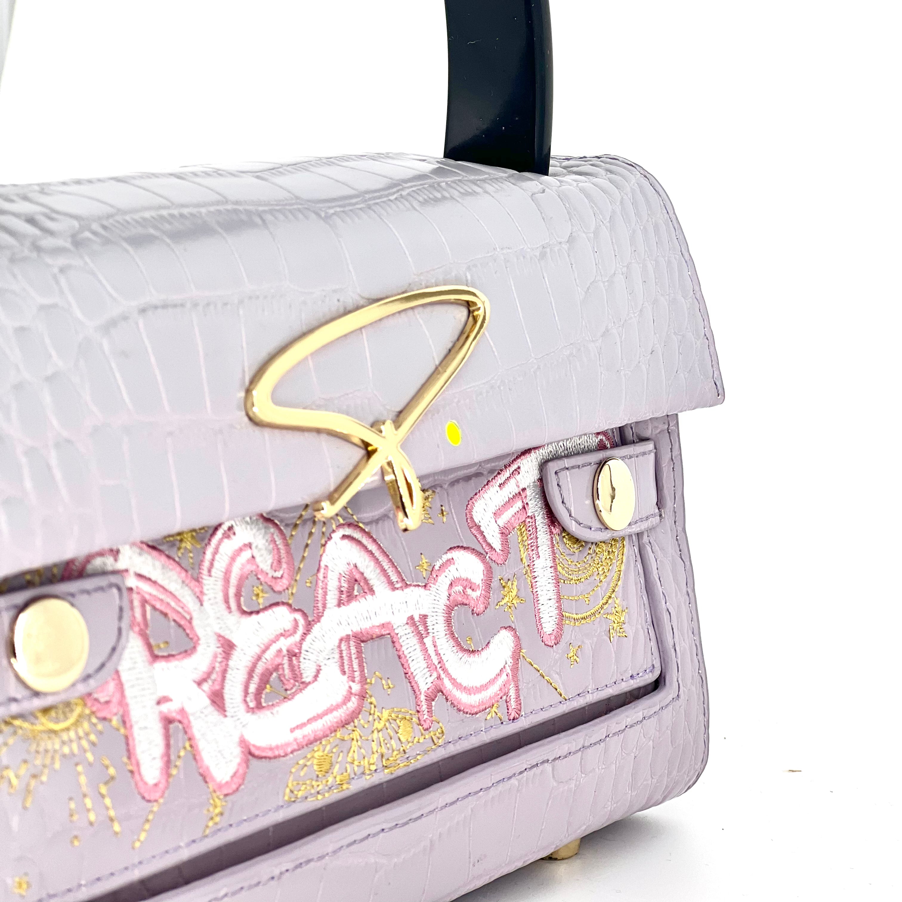 301W EMBROIDERED SIGNATURE HANDLE BAG IN BLACK