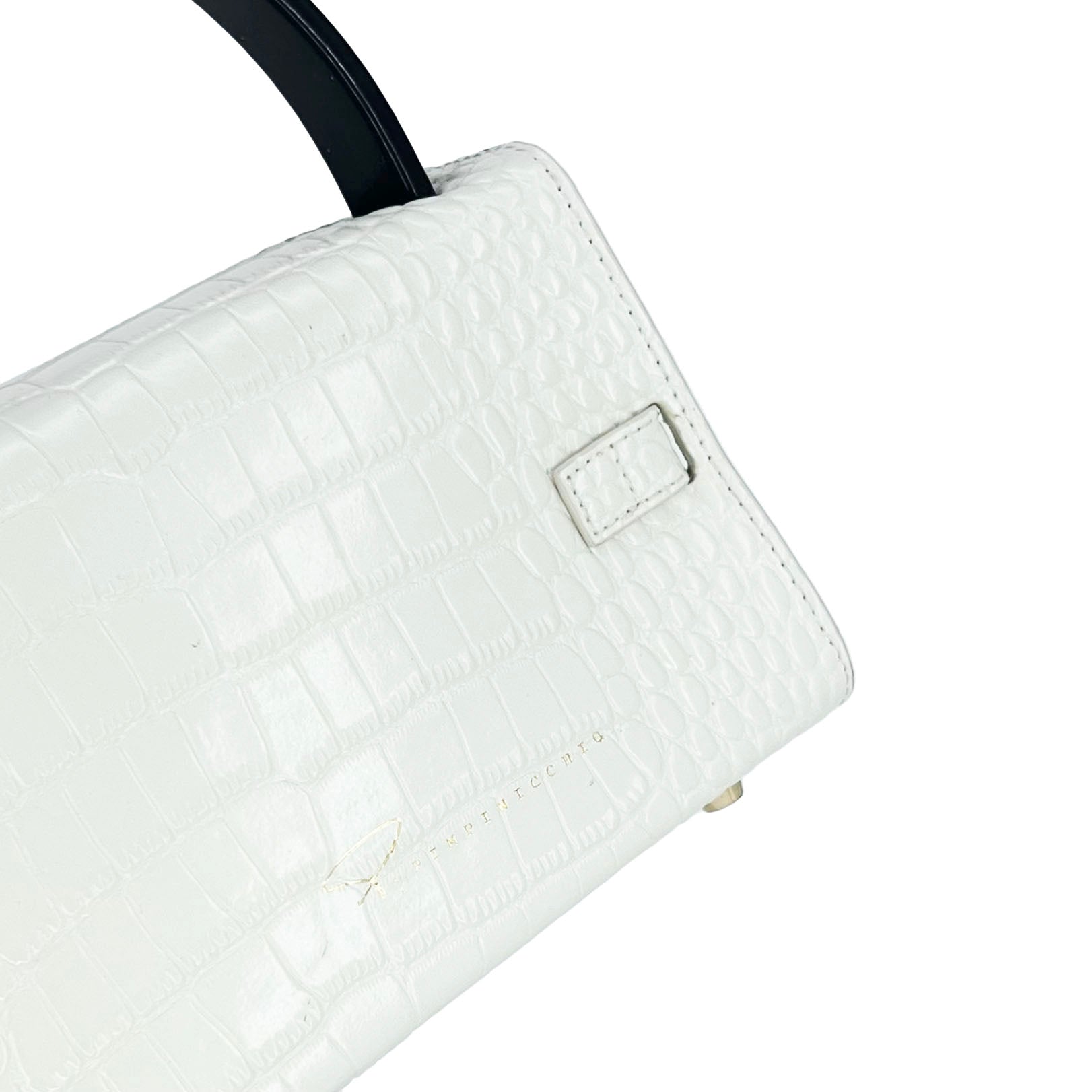 301W STUDDED SIGNATURE HANDLE BAG IN BLACK