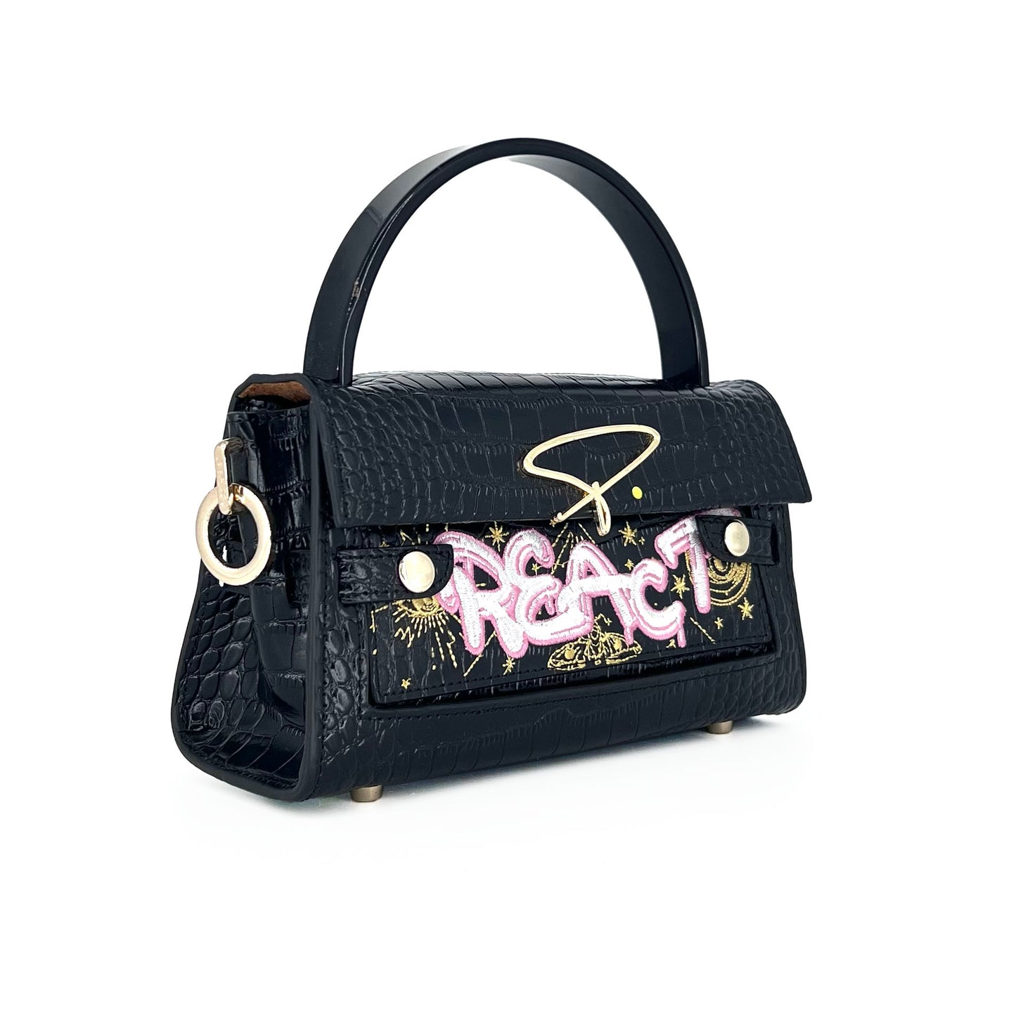 301W EMBROIDERED SIGNATURE HANDLE BAG IN LILAC