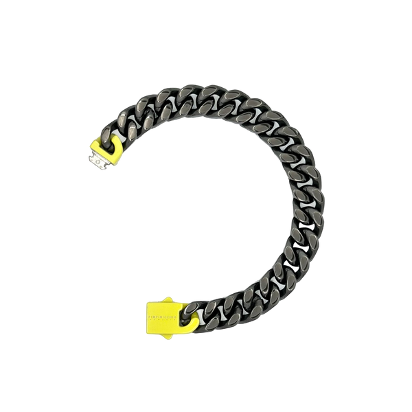 9TH AVE GUN METAL AND YELLOW CURB CHAIN BRACELET