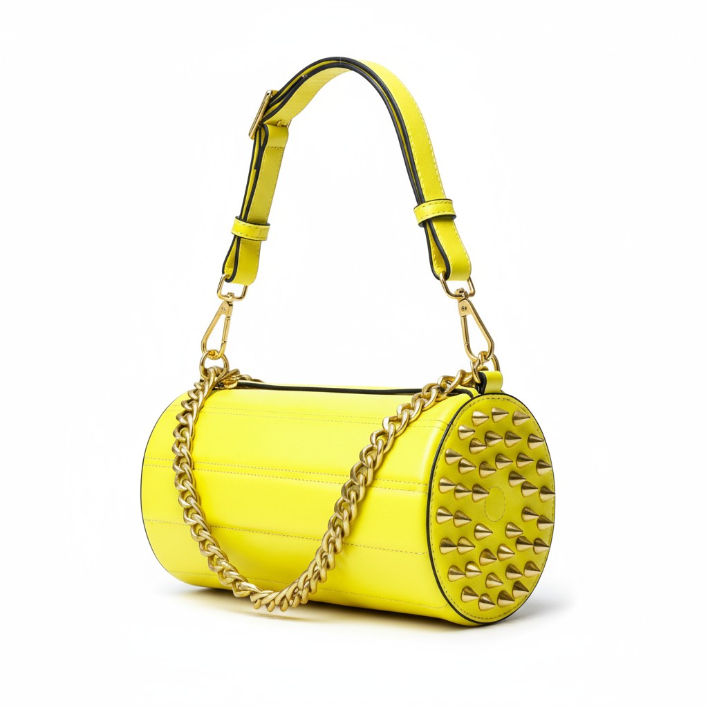 140E Tube Cross-body Bag in Yellow with Chain