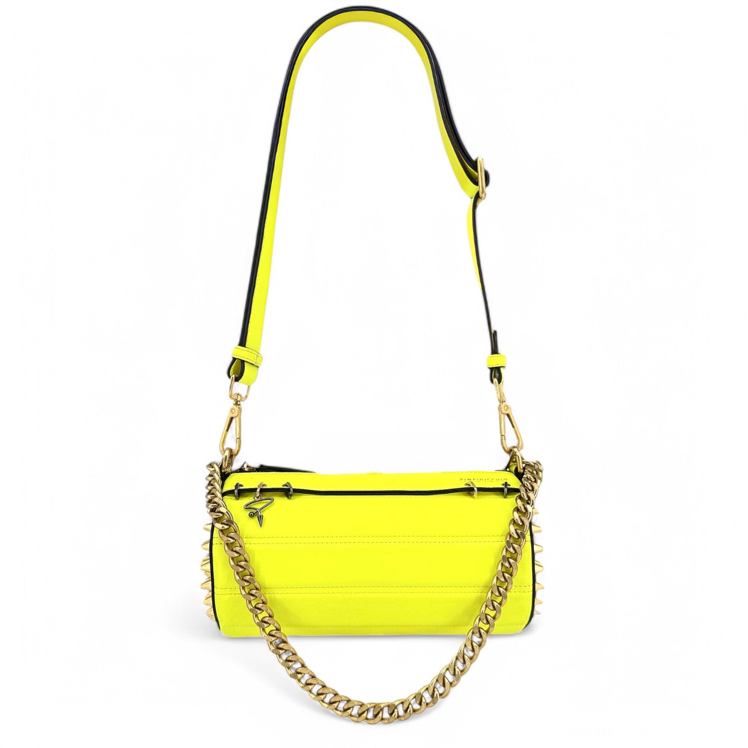 140E Tube Cross-body Bag in Black with Chain