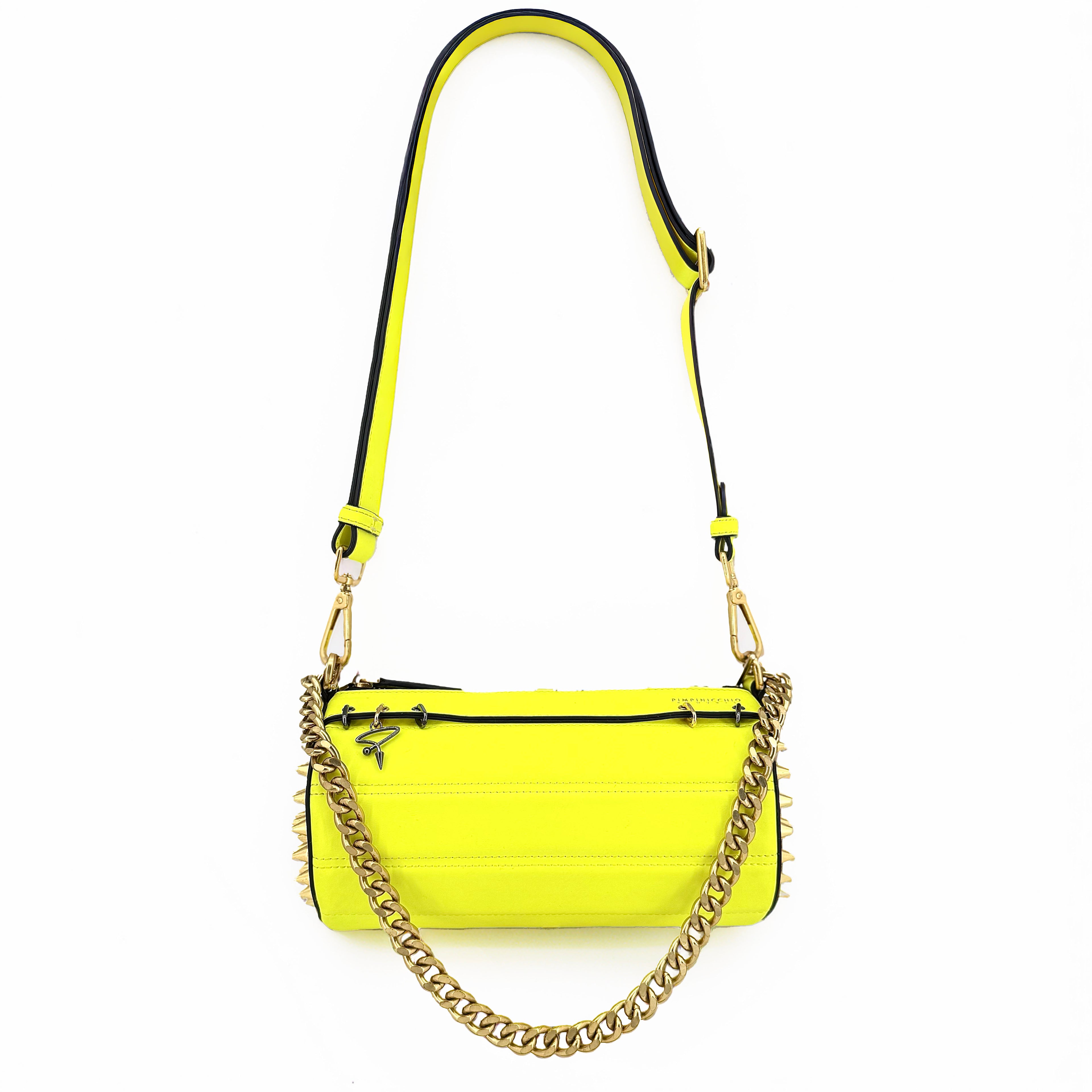140E Tube Cross-body Bag in Yellow with Chain