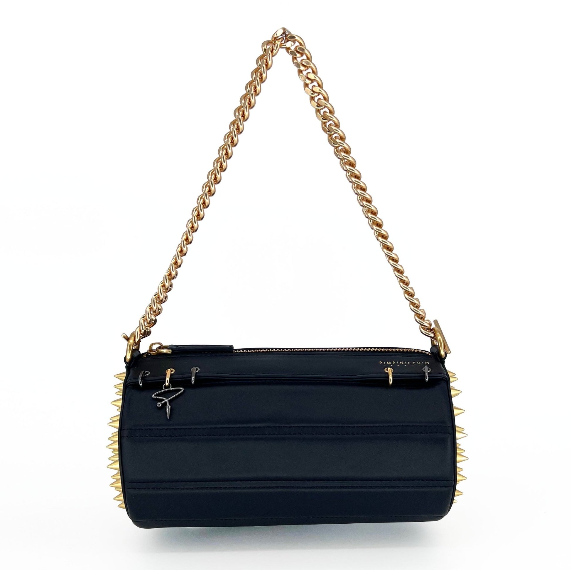 140E TUBE CROSS - BODY BAG IN BLACK WITH CHAIN - Pimpinicchio New York