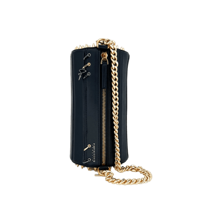 140E TUBE CROSS - BODY BAG IN BLACK WITH CHAIN - Pimpinicchio New York