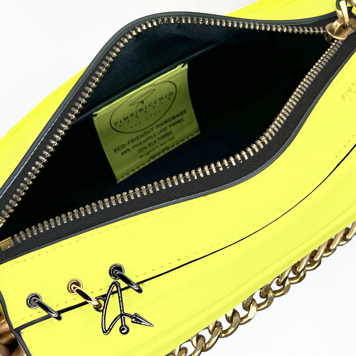 140E TUBE CROSS - BODY BAG IN YELLOW WITH CHAIN - Pimpinicchio New York