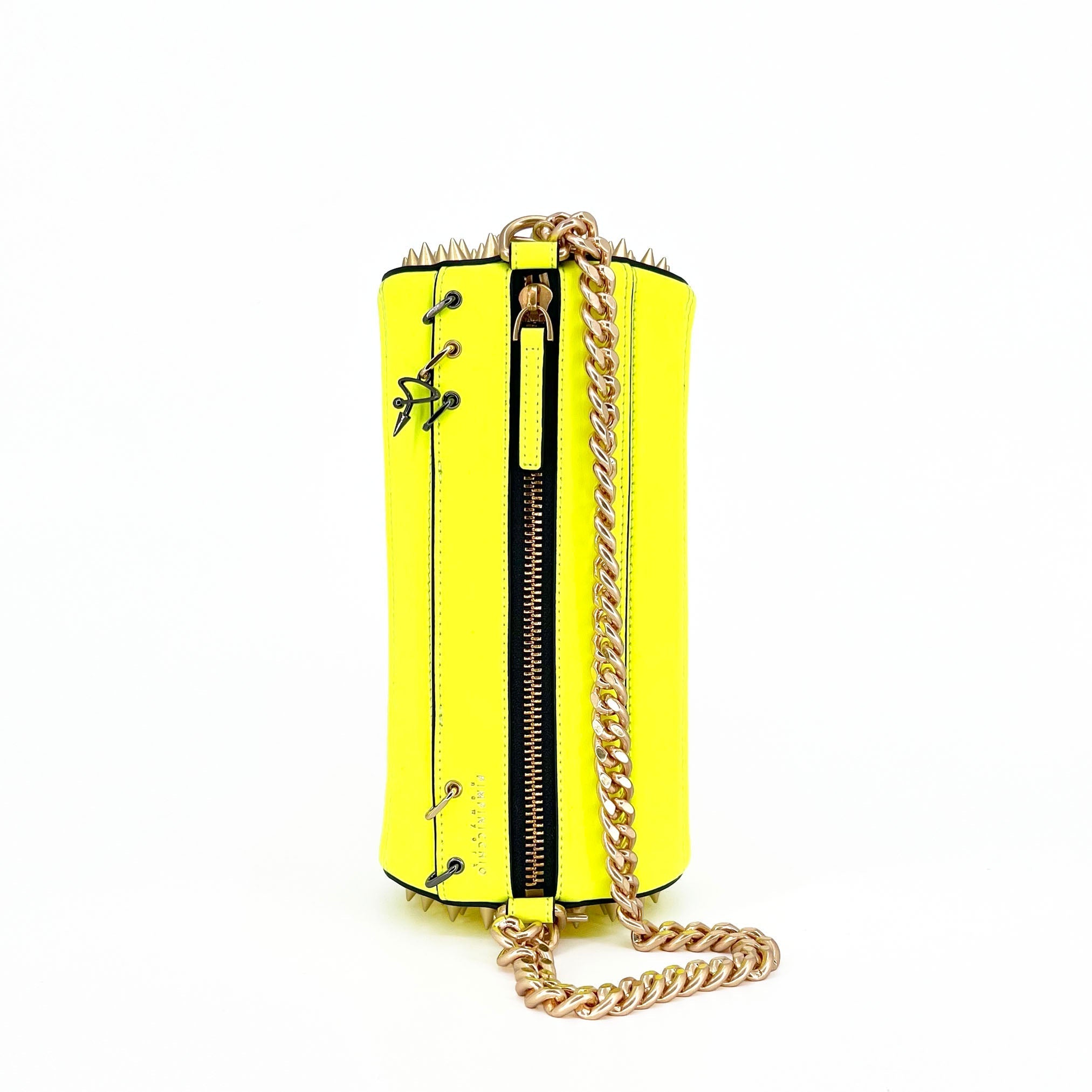 140E TUBE CROSS - BODY BAG IN YELLOW WITH CHAIN - Pimpinicchio New York