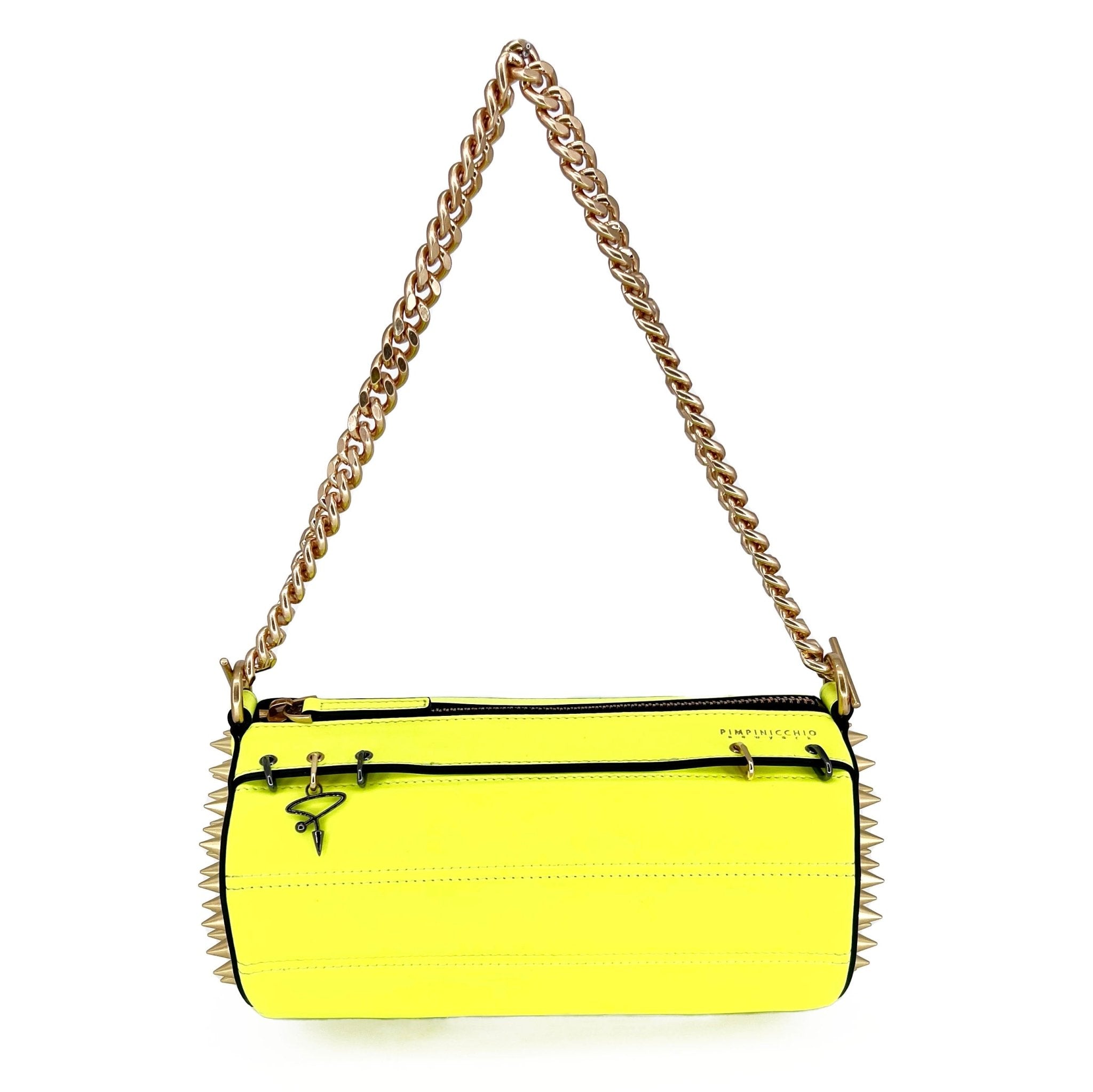 140E TUBE CROSS - BODY BAG IN YELLOW WITH CHAIN - Pimpinicchio New York