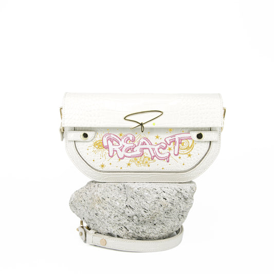 239E EMBROIDERED SIGNATURE SHOULDER BAG IN WHITE