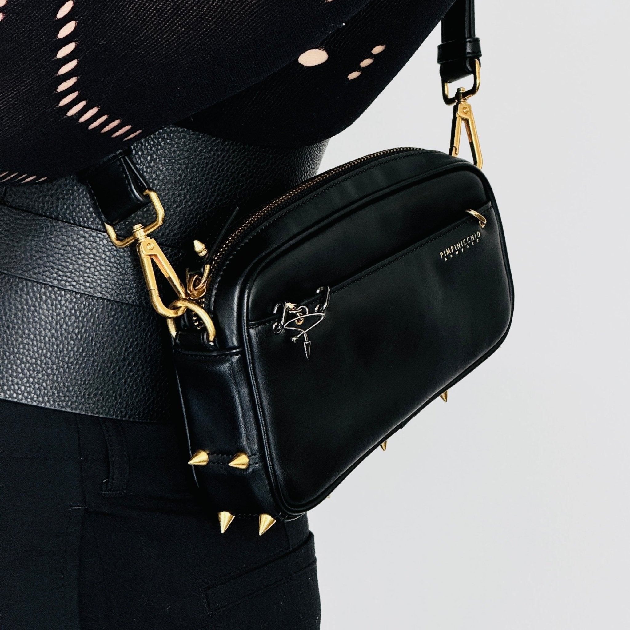 200W ASYMMETRICAL BELT BAG IN BLACK - Pimpinicchio New York