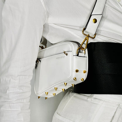 200W ASYMMETRICAL BELT BAG IN WHITE & YELLOW - Pimpinicchio New York