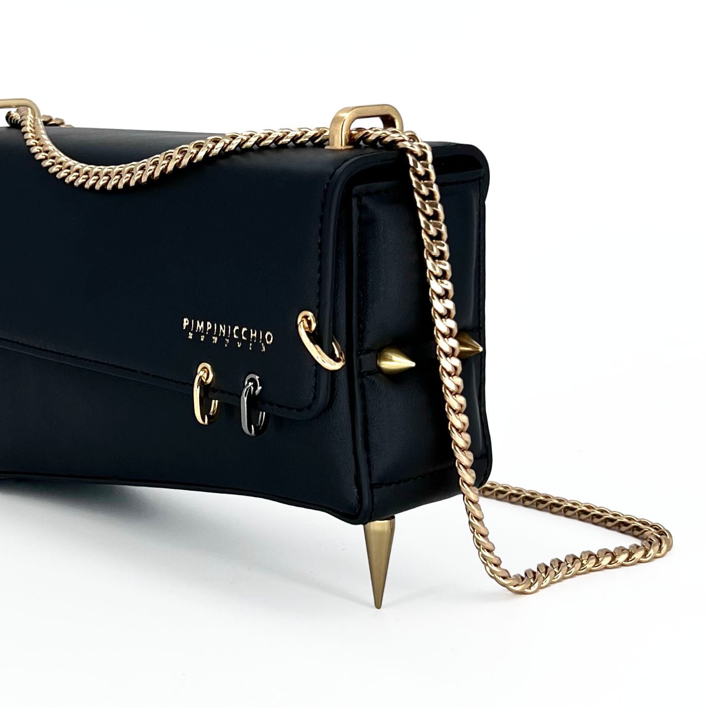 30H ASYMMETRICAL CHAIN BAG IN BLACK - Pimpinicchio New York