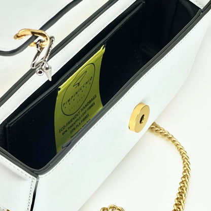 30H ASYMMETRICAL CHAIN BAG IN WHITE - Pimpinicchio New York