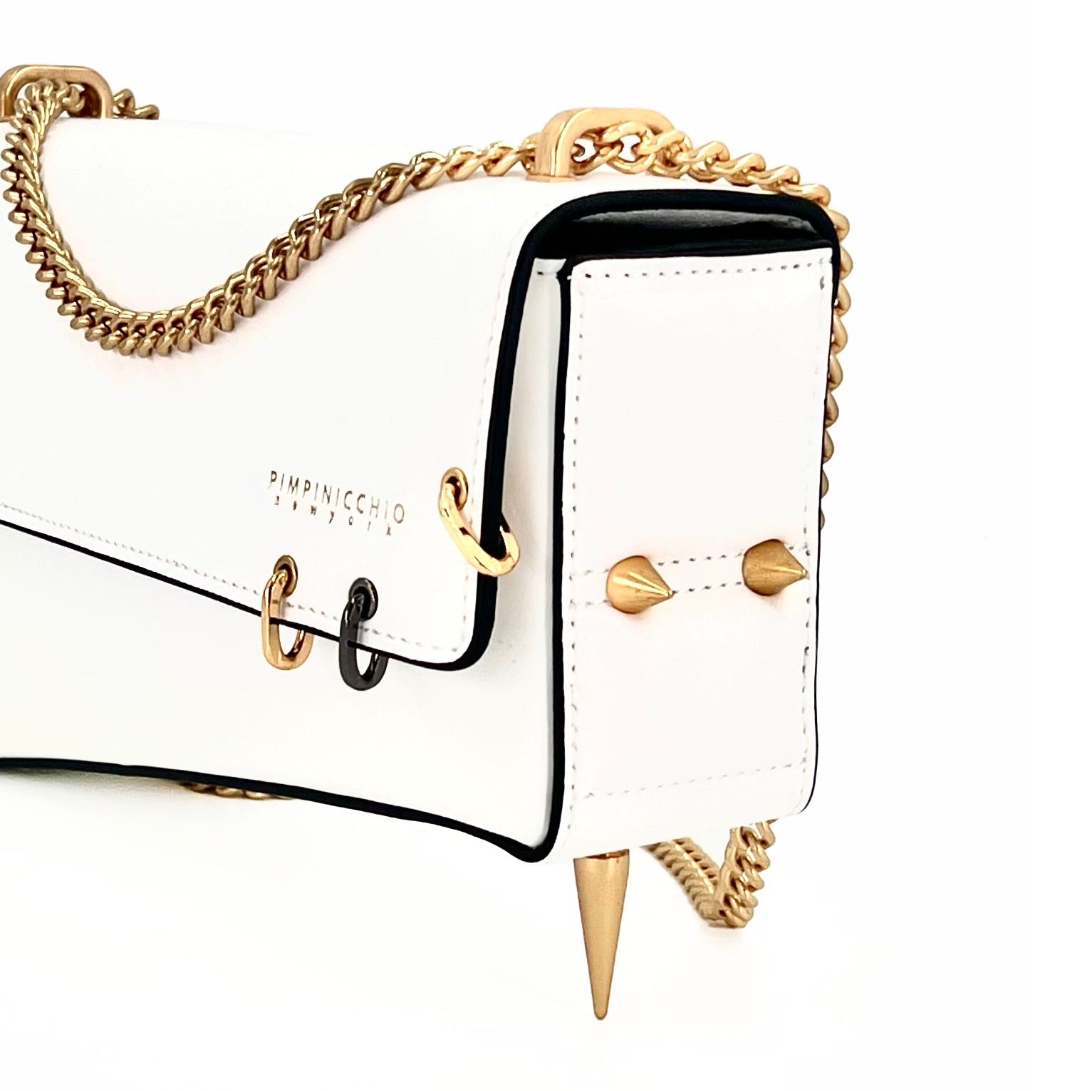 30H ASYMMETRICAL CHAIN BAG IN WHITE - Pimpinicchio New York