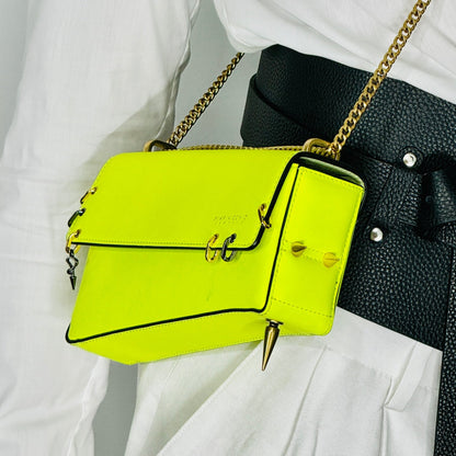 30H ASYMMETRICAL CHAIN BAG IN YELLOW - Pimpinicchio New York