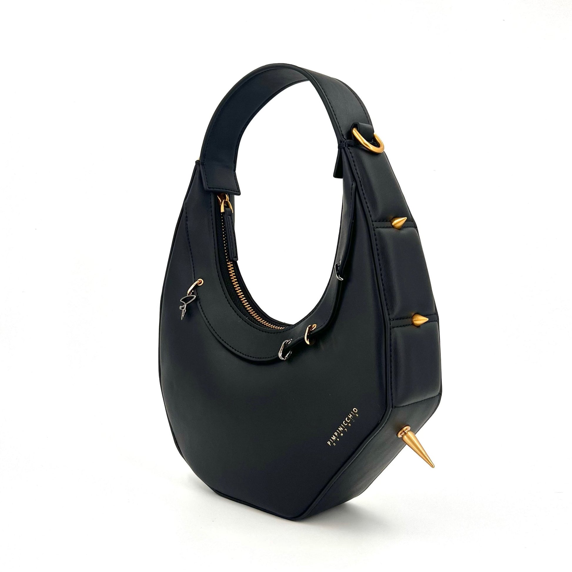 515W ASYMMETRICAL HOBO BAG IN BLACK - Pimpinicchio New York