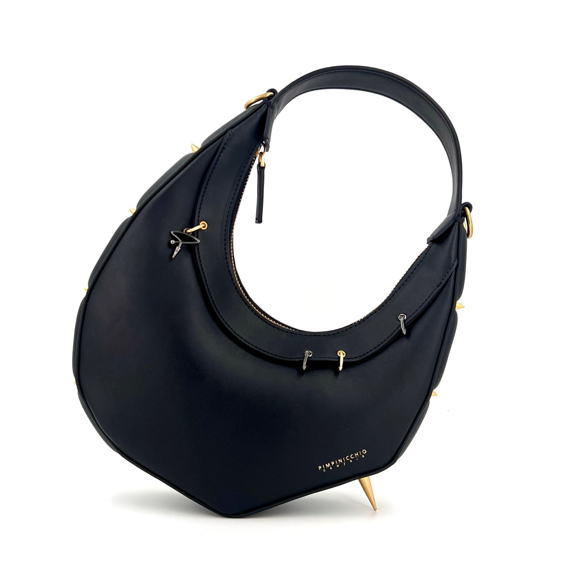 515W ASYMMETRICAL HOBO BAG IN BLACK - Pimpinicchio New York