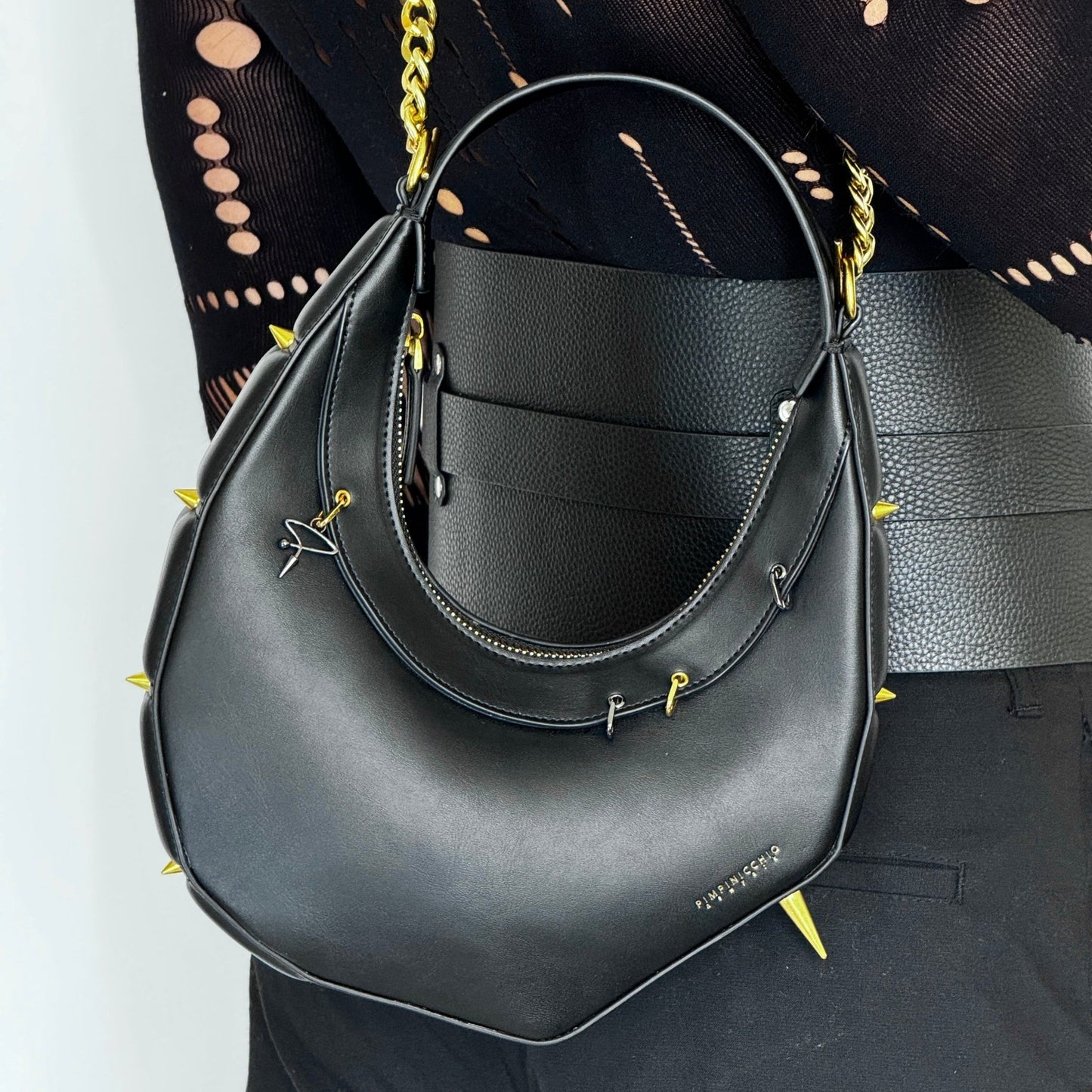 515W ASYMMETRICAL HOBO BAG IN BLACK - Pimpinicchio New York