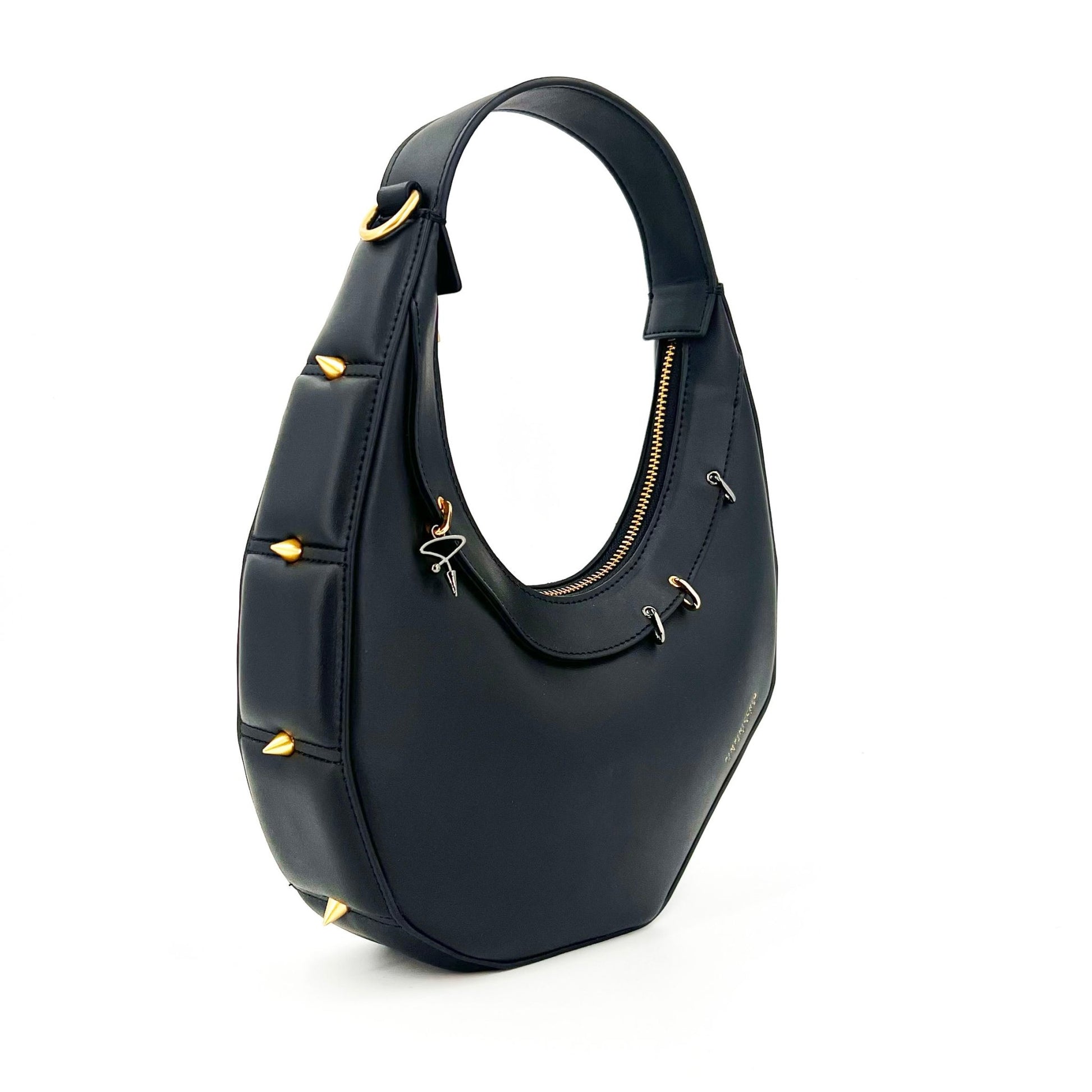 515W ASYMMETRICAL HOBO BAG IN BLACK - Pimpinicchio New York