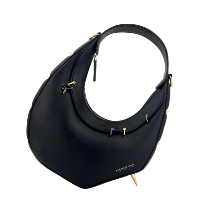 515W ASYMMETRICAL HOBO BAG IN BLACK - Pimpinicchio New York