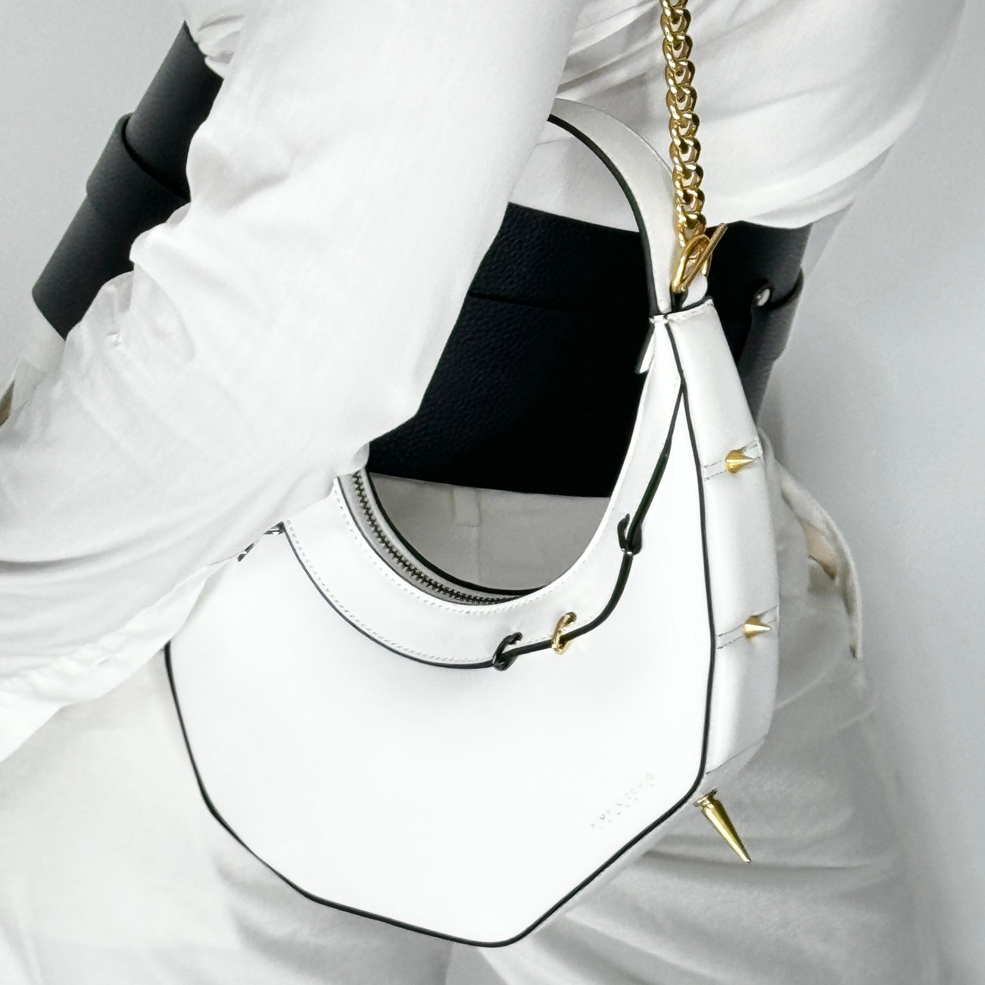 515W ASYMMETRICAL HOBO BAG IN WHITE - Pimpinicchio New York