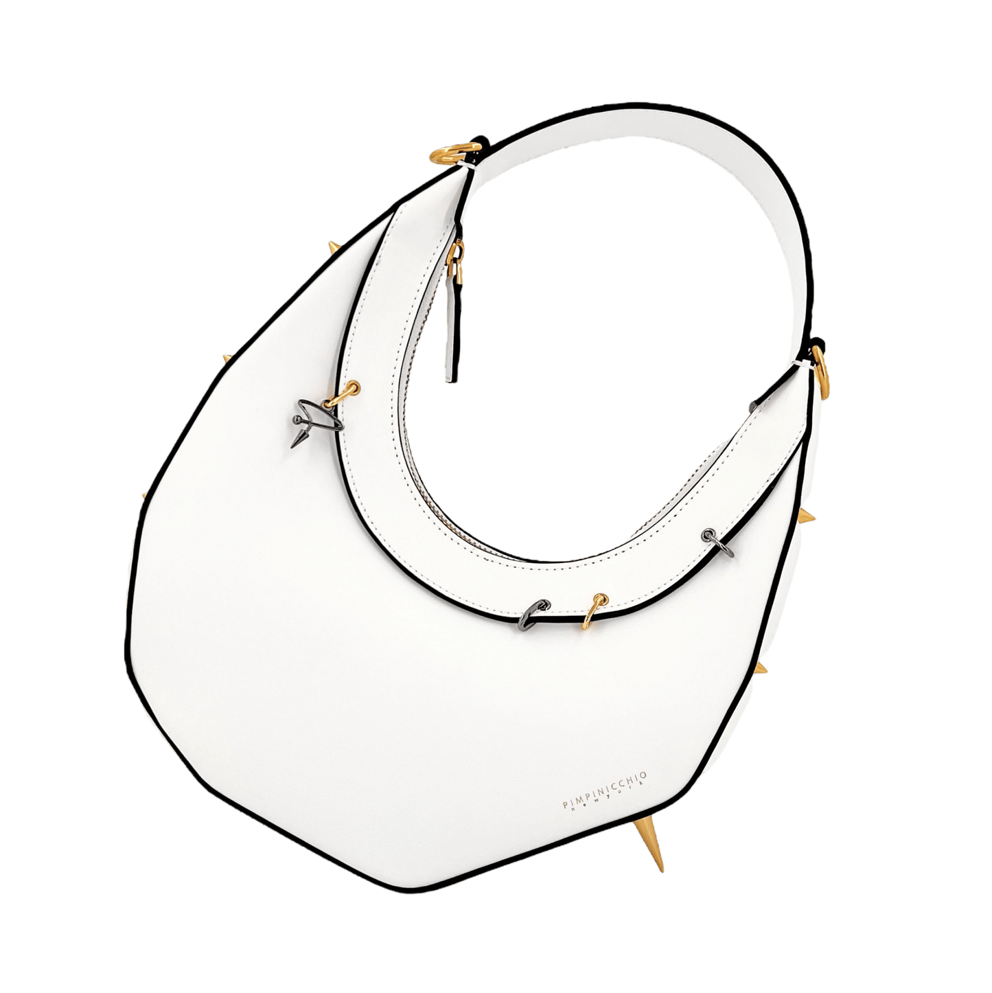 515W ASYMMETRICAL HOBO BAG IN WHITE - Pimpinicchio New York