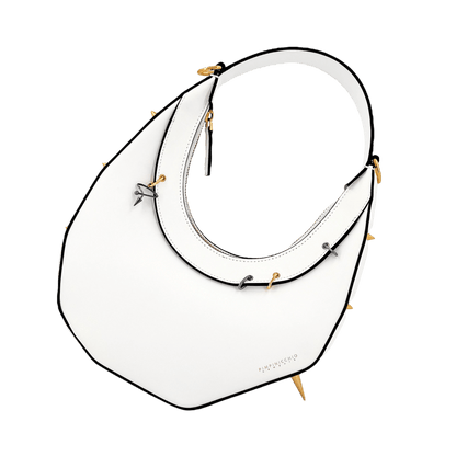 515W ASYMMETRICAL HOBO BAG IN WHITE - Pimpinicchio New York