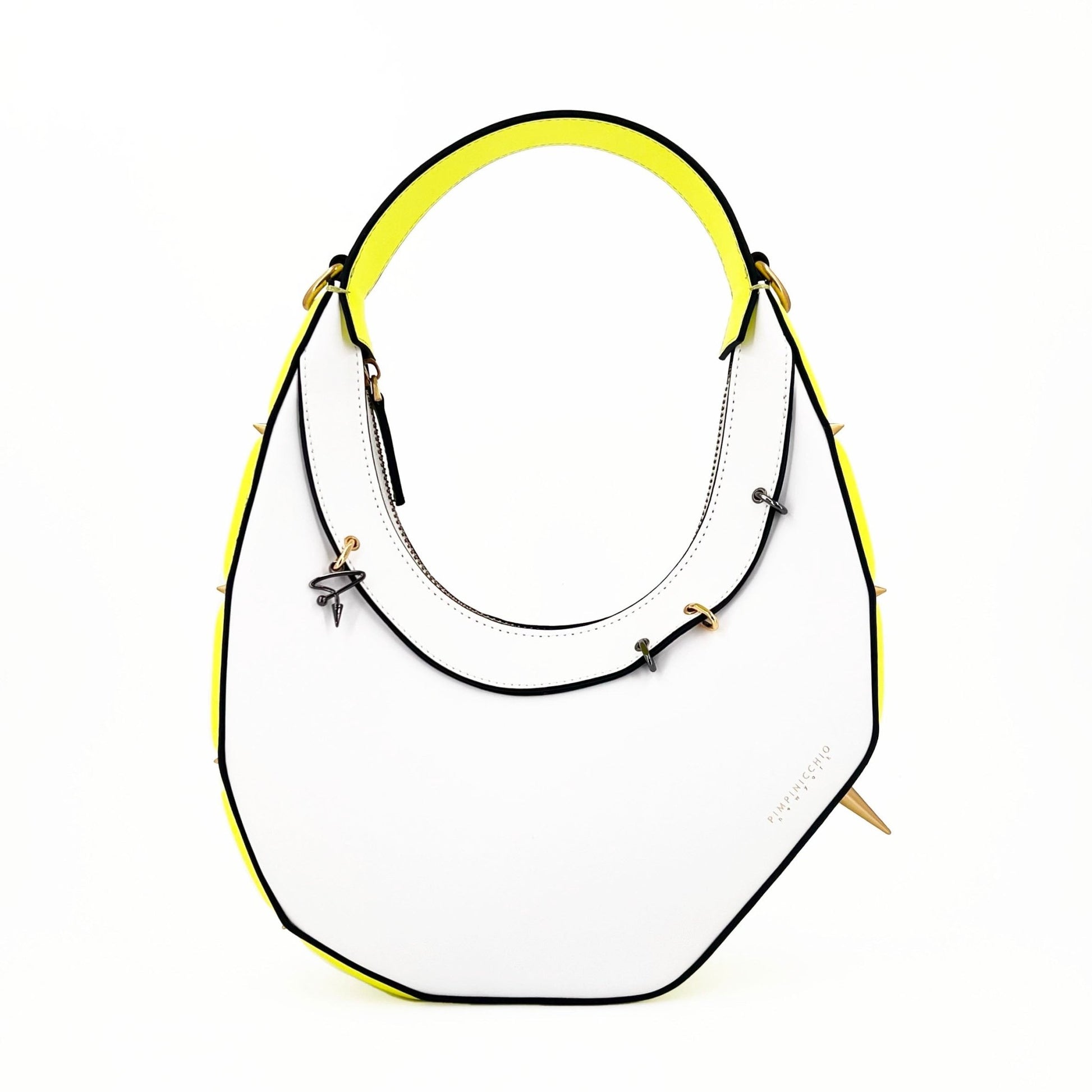 515W ASYMMETRICAL HOBO BAG IN WHITE & YELLOW - Pimpinicchio New York