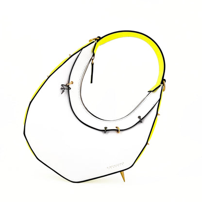 515W ASYMMETRICAL HOBO BAG IN WHITE & YELLOW - Pimpinicchio New York