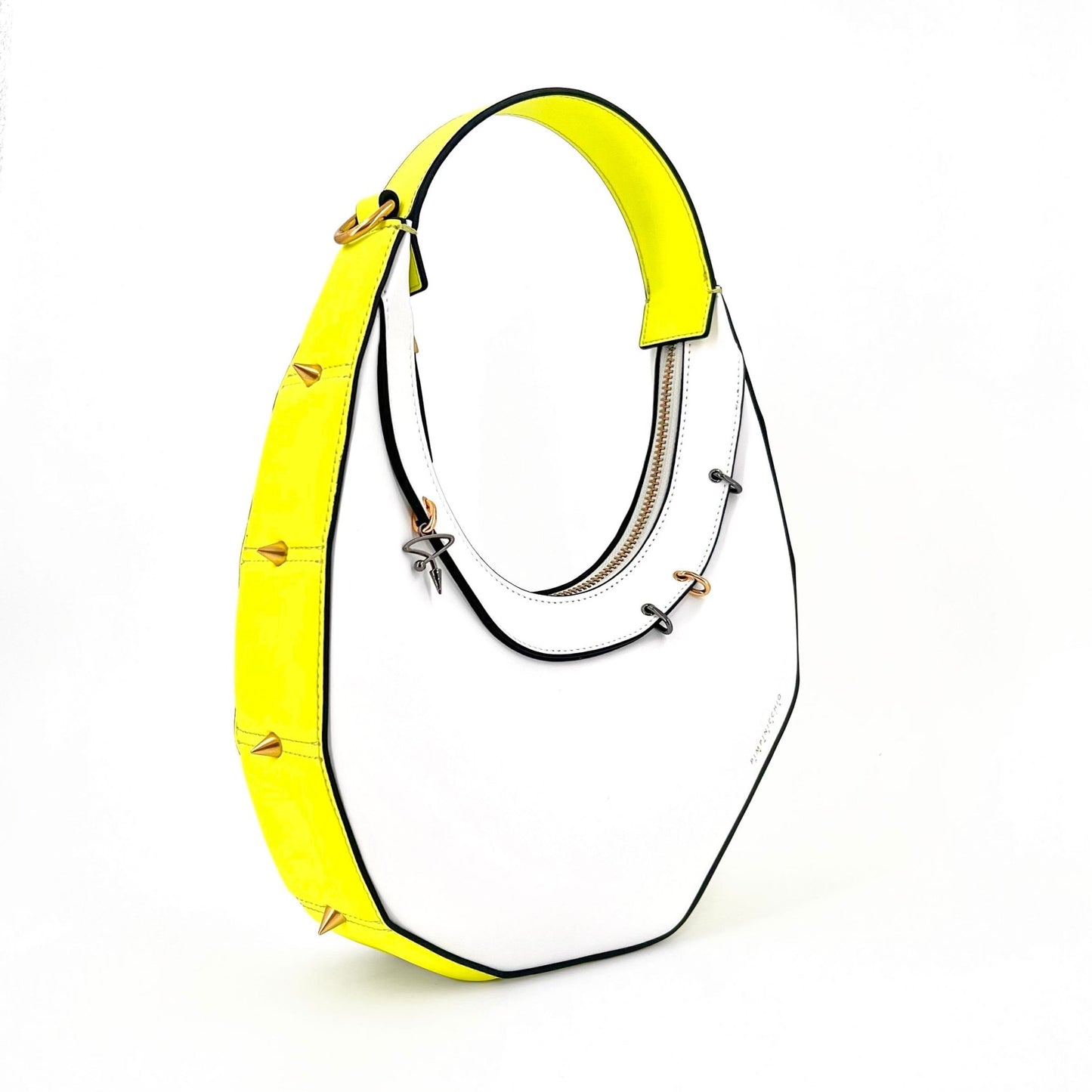 515W ASYMMETRICAL HOBO BAG IN WHITE & YELLOW - Pimpinicchio New York