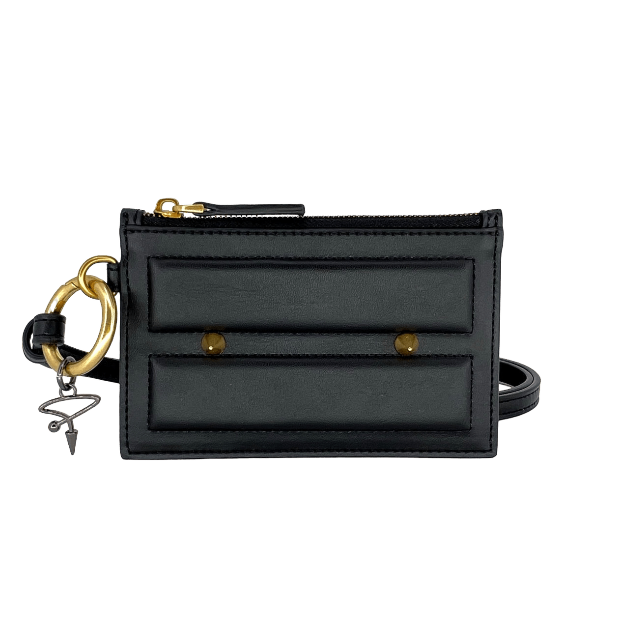 80L CARD CASE ON KEYRING IN BLACK AND SAGE - Pimpinicchio New York