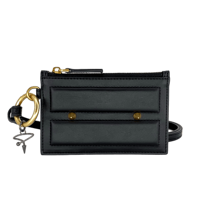 80L CARD CASE ON KEYRING IN BLACK AND SAGE - Pimpinicchio New York