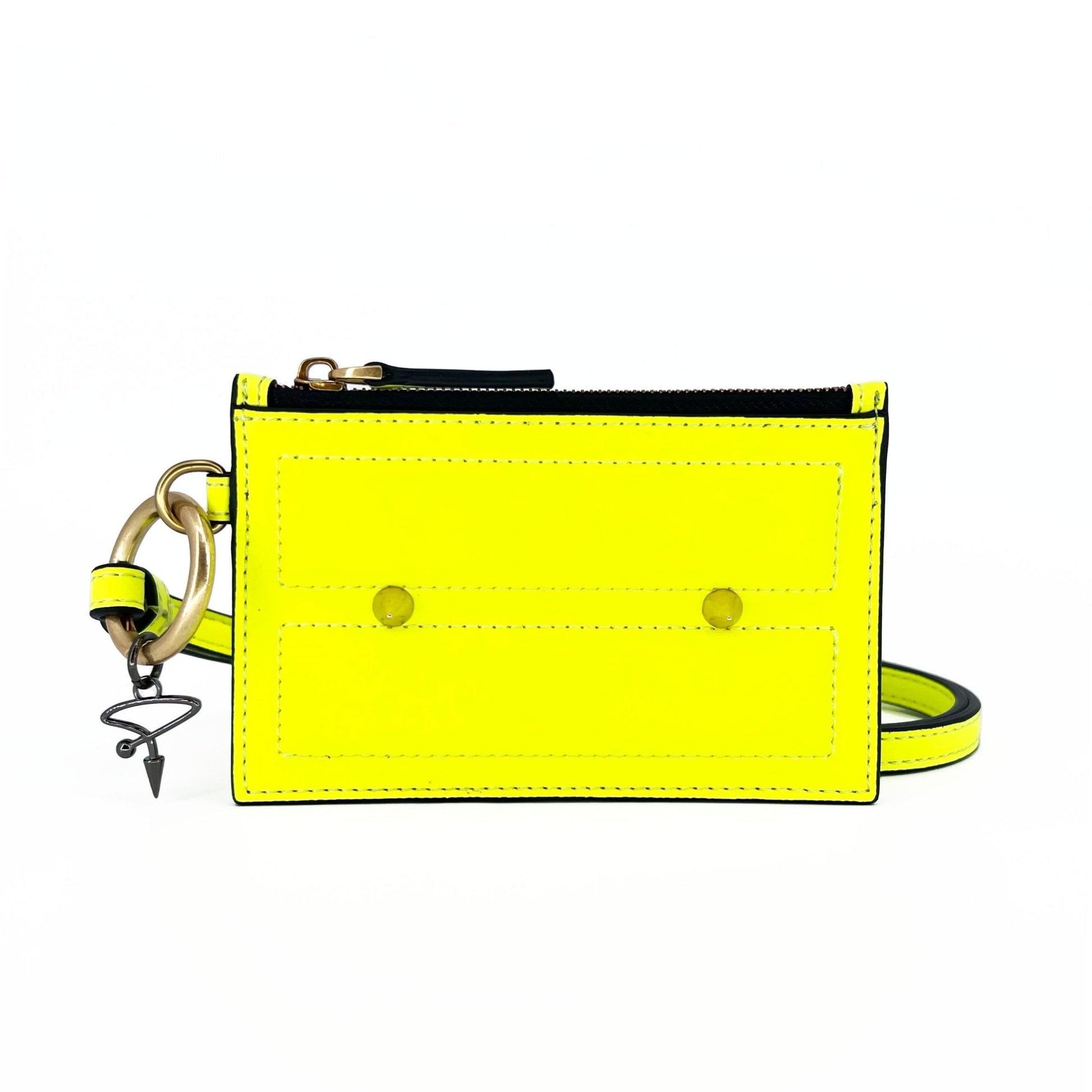 80L CARD CASE ON KEYRING IN BLACK AND SAGE - Pimpinicchio New York