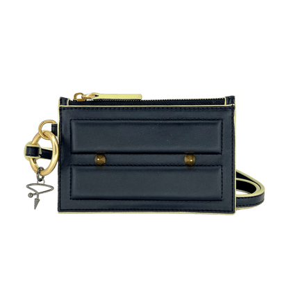 80L CARD CASE ON KEYRING IN BLACK AND SAGE - Pimpinicchio New York