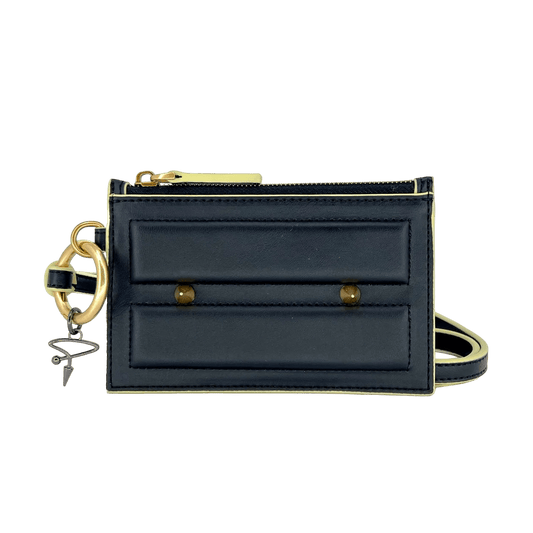 80L CARD CASE ON KEYRING IN BLACK AND SAGE - Pimpinicchio New York