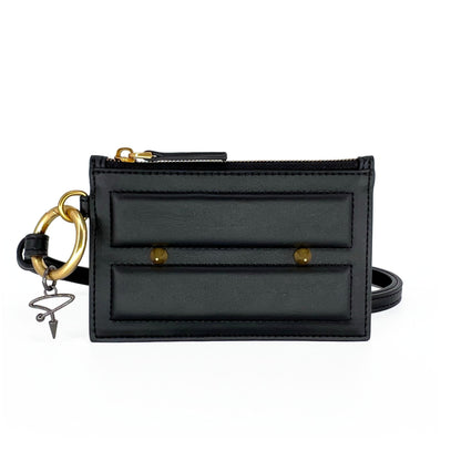 80L CARD CASE ON KEYRING IN BLACK AND SAGE - Pimpinicchio New York