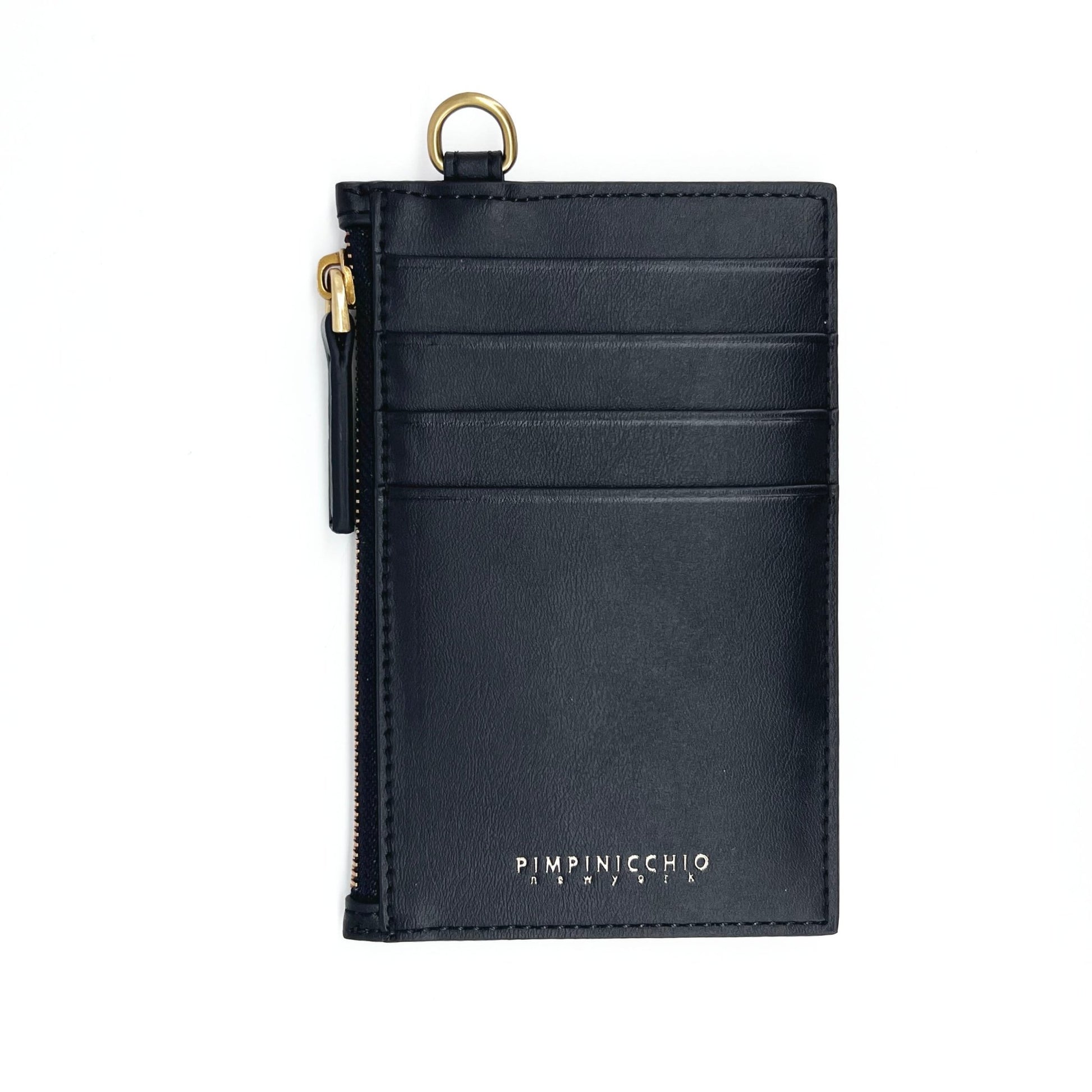 80L CARD CASE ON KEYRING IN BLACK AND SAGE - Pimpinicchio New York