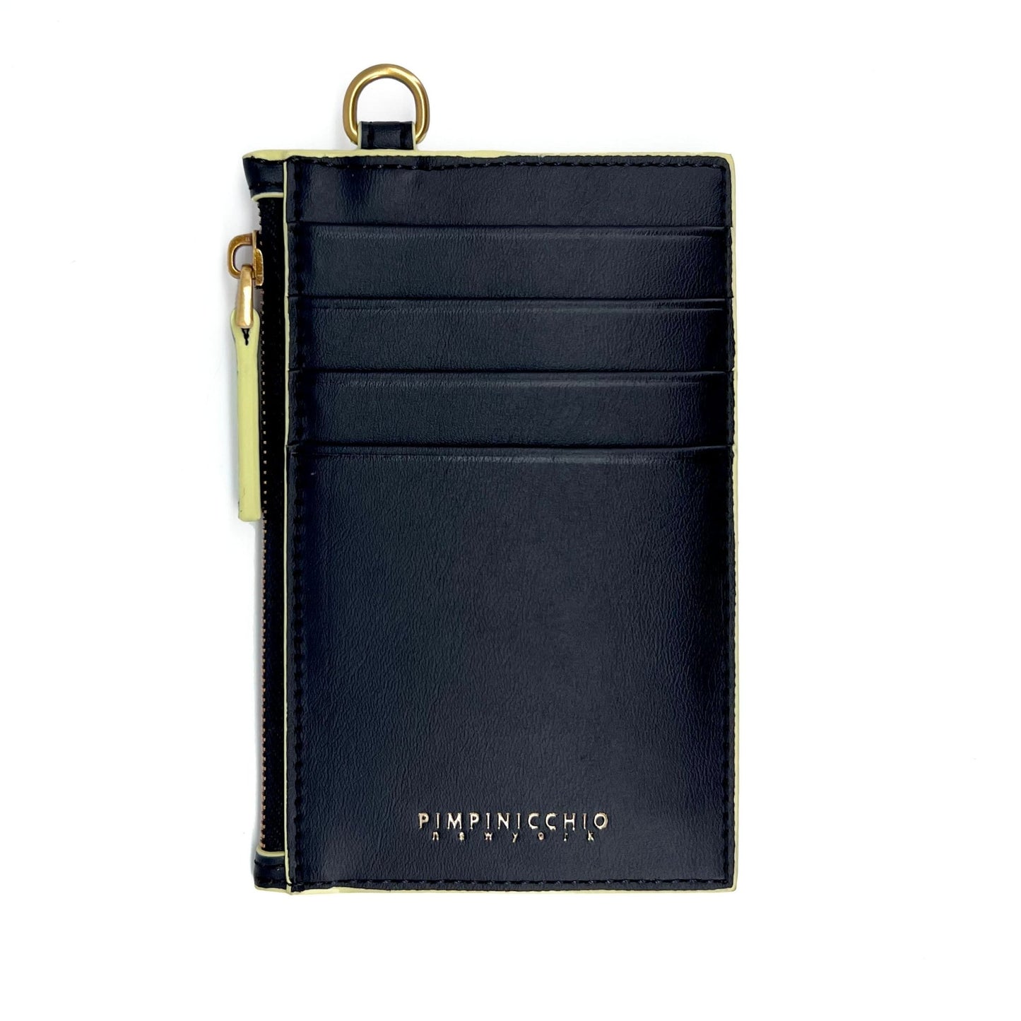 80L CARD CASE ON KEYRING IN BLACK AND SAGE - Pimpinicchio New York