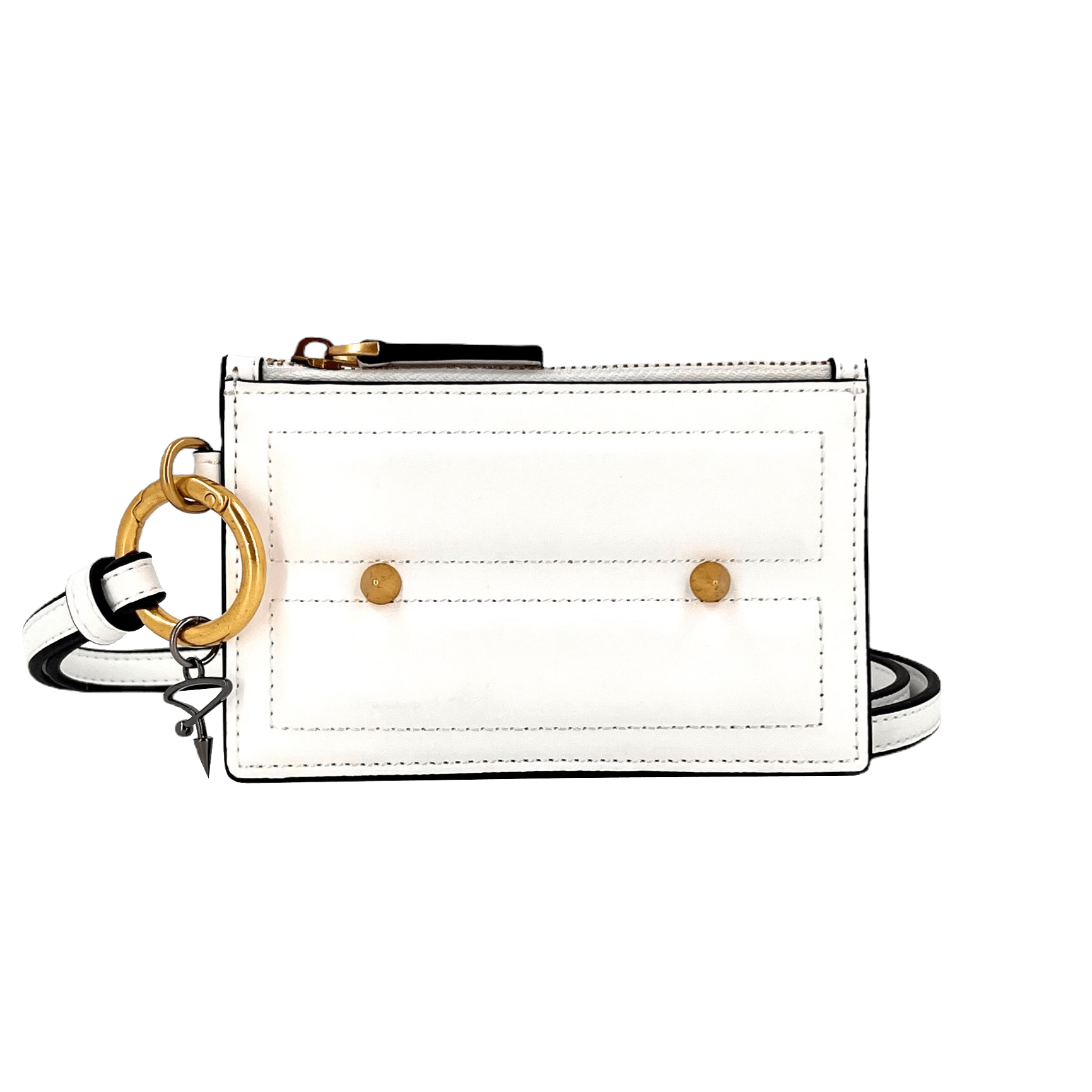 80L CARD CASE ON KEYRING IN WHITE - Pimpinicchio New York