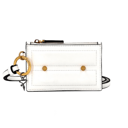 80L CARD CASE ON KEYRING IN WHITE - Pimpinicchio New York