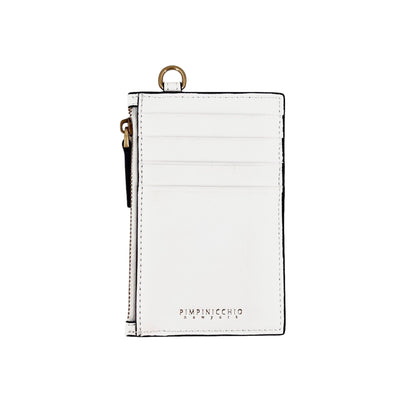 80L CARD CASE ON KEYRING IN WHITE - Pimpinicchio New York