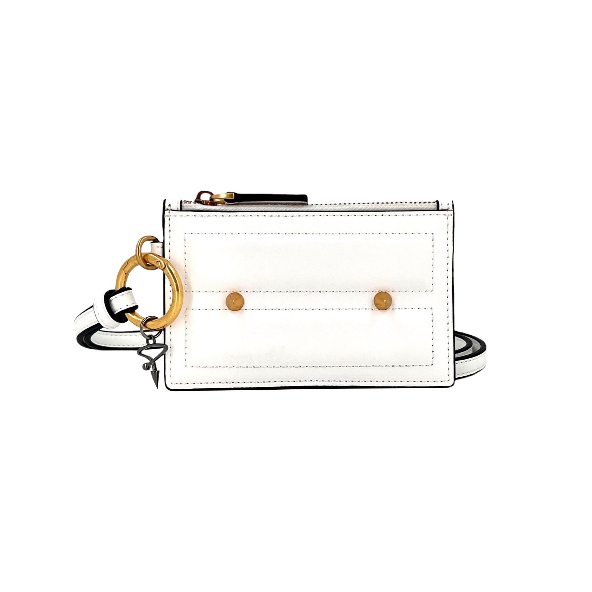 80L CARD CASE ON KEYRING IN WHITE - Pimpinicchio New York