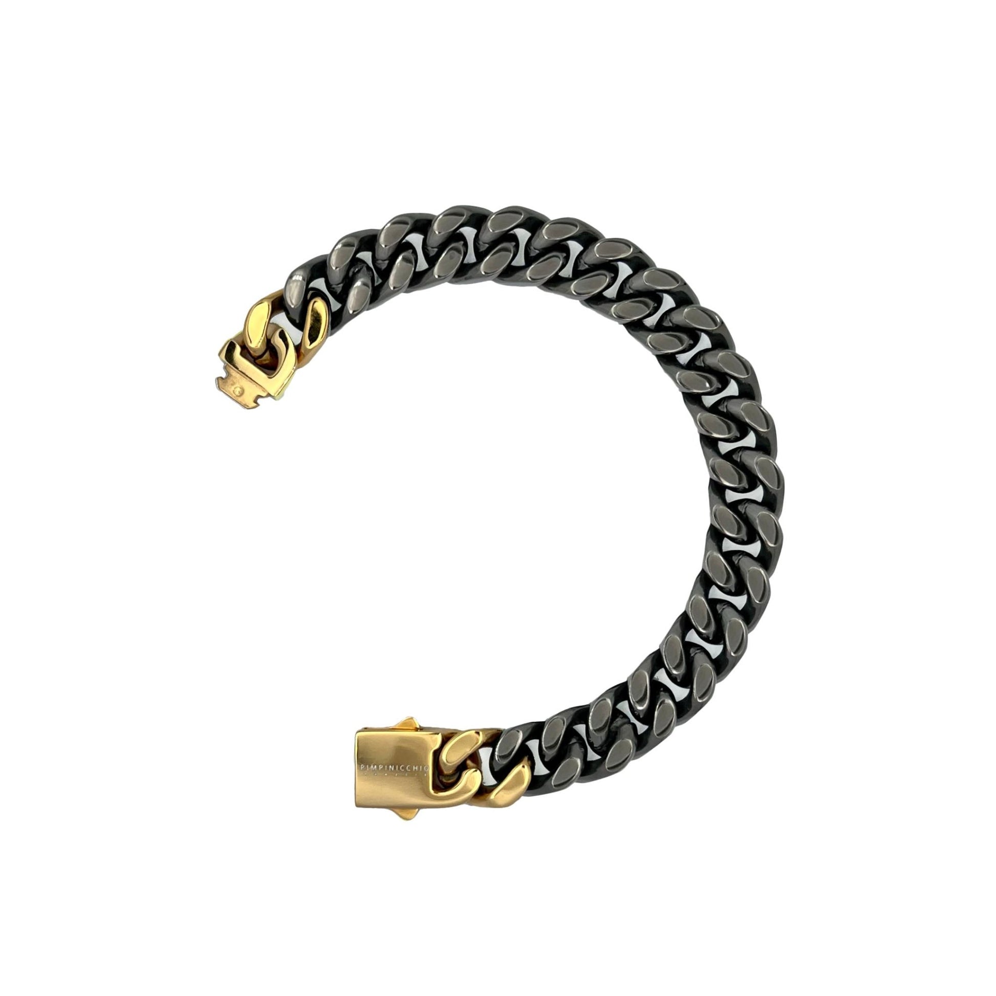 9TH AVE GUN METAL AND GOLD CURB CHAIN BRACELET - Pimpinicchio New York