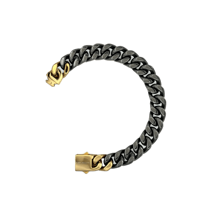 9TH AVE GUN METAL AND GOLD CURB CHAIN BRACELET - Pimpinicchio New York