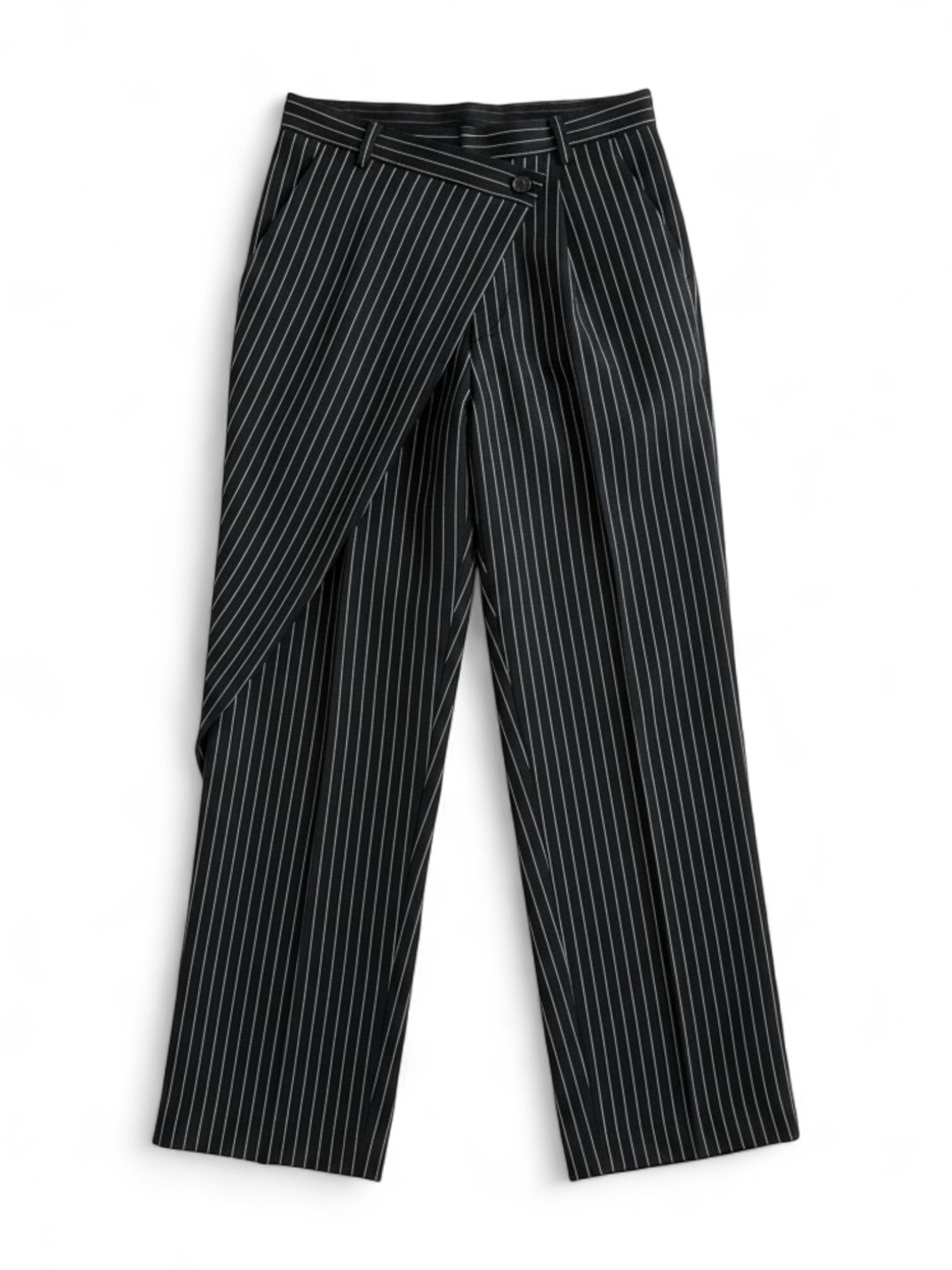 Pinstripe Wrap-Front Trouser