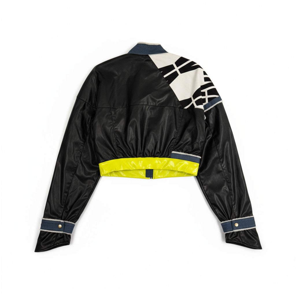 Hybrid Cut-Out Moto Jacket — Volt/Black