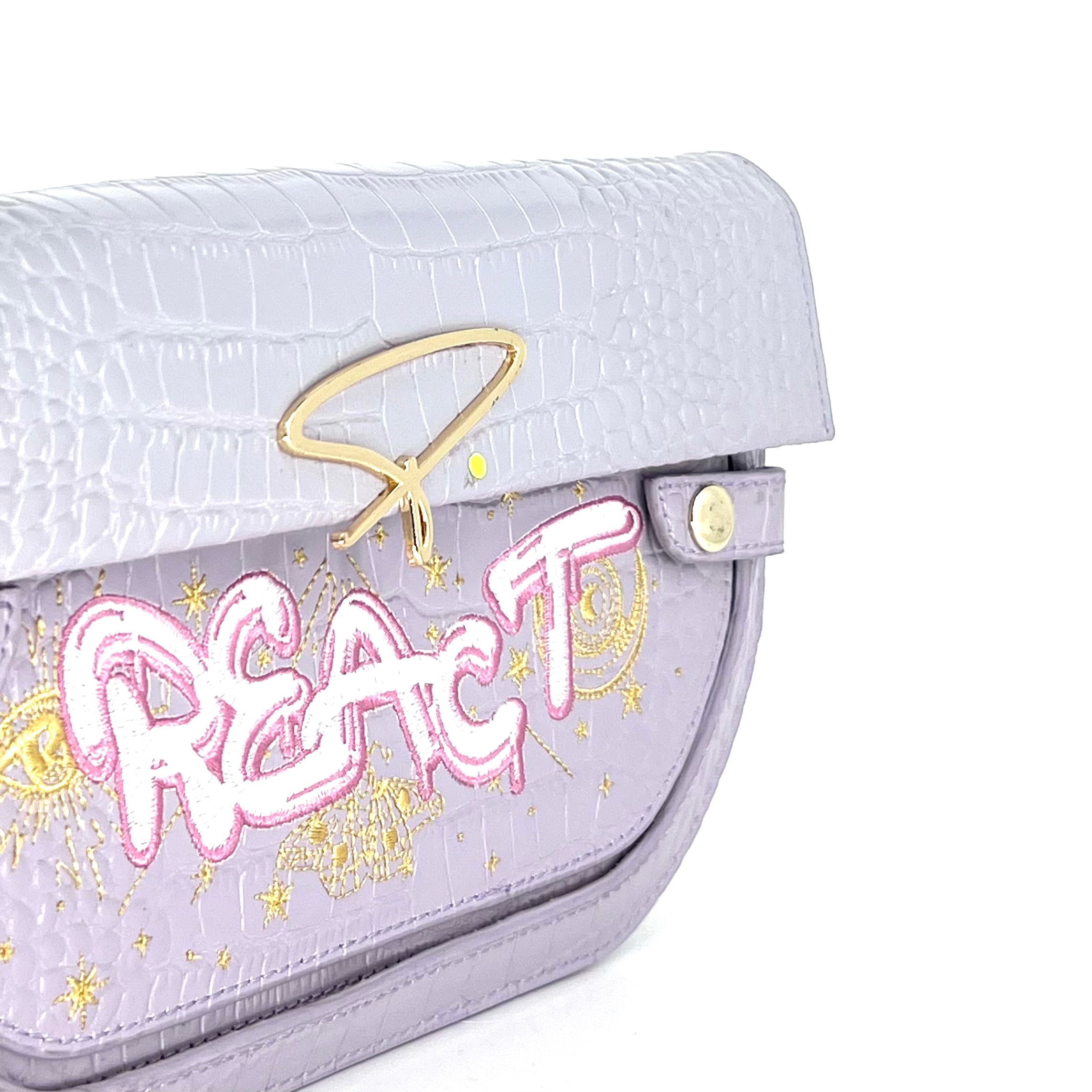 239E EMBROIDERED SIGNATURE SHOULDER BAG IN BLACK