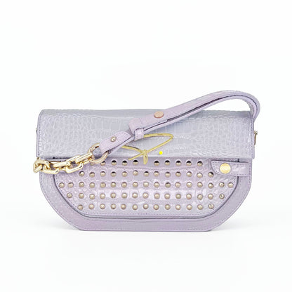 239E STUDDED SIGNATURE SHOULDER BAG IN LILAC