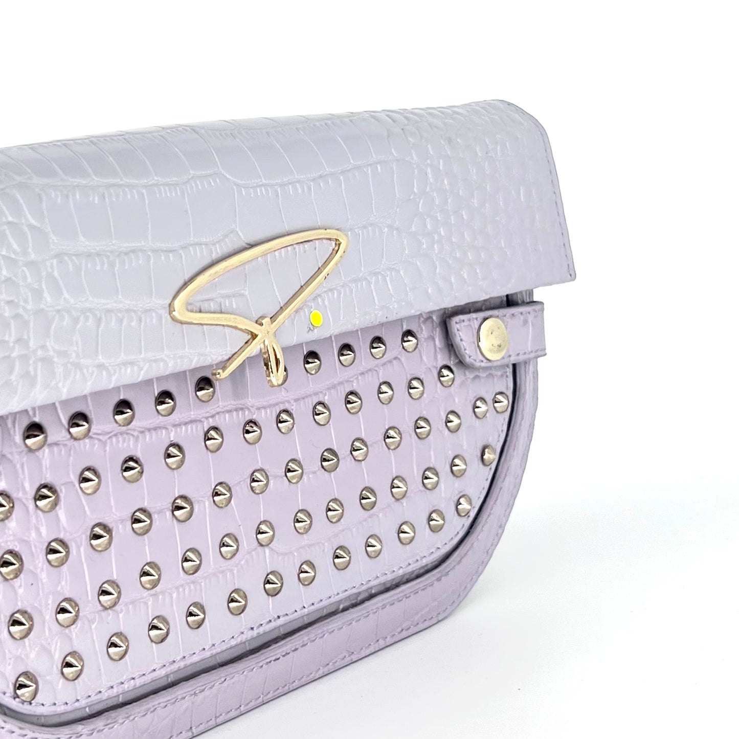 239E STUDDED SIGNATURE SHOULDER BAG IN LILAC